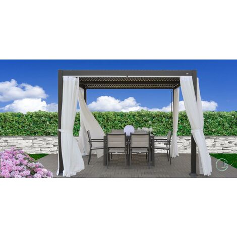 Hespéride – Tenda Per Pergola Palmeira, 3x3 M, In Poliestere Ardesia, Dimensioni 309x220 Cm, Peso 5 Kg