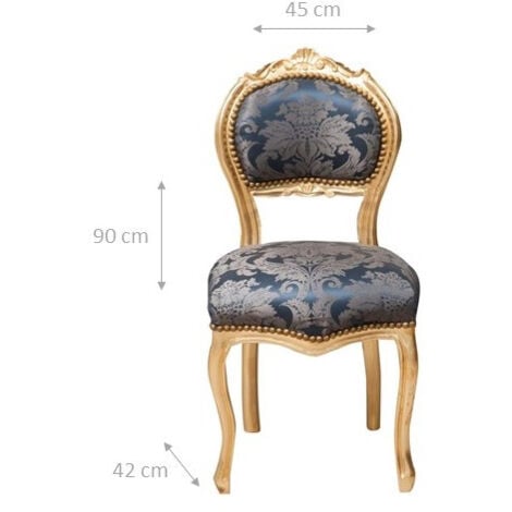 Biscottini Barock Stuhl 90x42x45cm - Massivholz Sessel Im Louis XVI Design