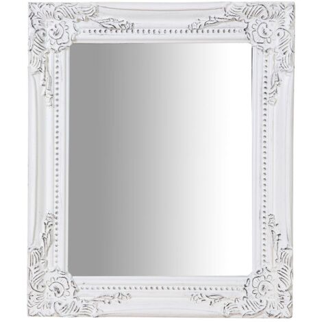Spiegel zum Aufhängen vertikal/horizontal mit antikiertem weißem Finish L27xPR4xH32 cm.