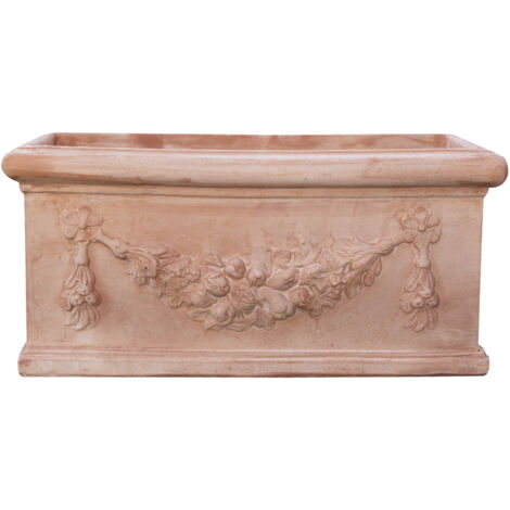 Blumenkasten Terrakotta-Pflanzgefäß Terrassentopf Außentopf Hergestellt in Italien Topf für Gartenpflanzen Frostschutzmittel