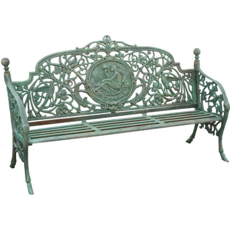Gartenbank aus Gusseisen, 184x110x70 cm Outdoor-Sofa Liberty-Bank mit Armlehnen 3-Sitzer-Stuhl Eisenbank Terrassensofa