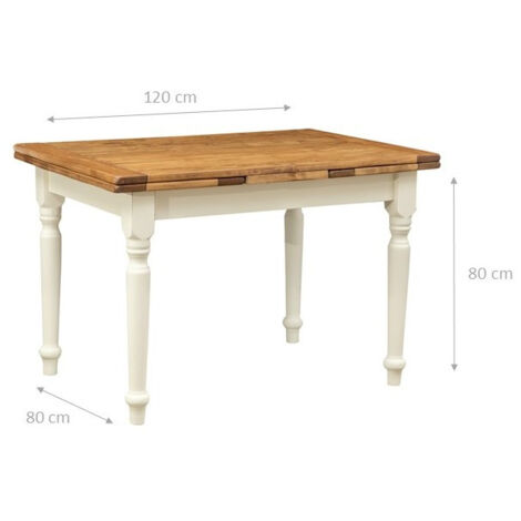 Massivholztisch 120x80 cm Ausziehbarer Tisch Ess- und Küchentisch Hergestellt in Italien Handgefertigter rechteckiger Couchtisch