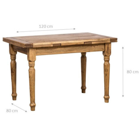 Massivholztisch 120x80 cm Ausziehbarer Tisch Ess- und Küchentisch Hergestellt in Italien Handgefertigter rechteckiger Couchtisch