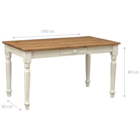 Massivholztisch Holzschreibtisch mit Schublade Esszimmer- und Küchentisch Wohnzimmertisch 140x80 cm Handarbeit Landhausstil