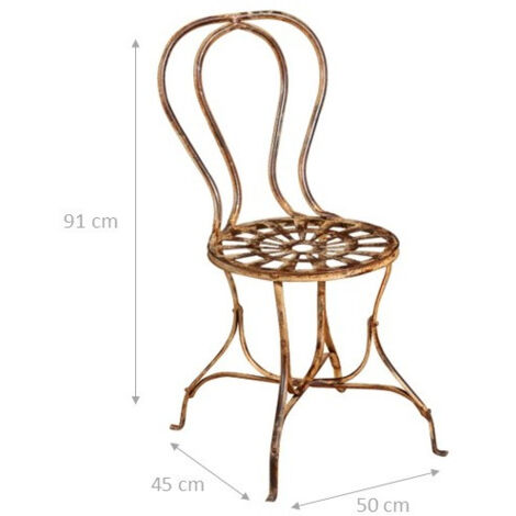 Schmiedeeiserner Stuhl 91x50x45 cm Runde Sitze Stühle Antike