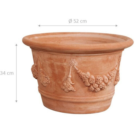 TerrakottaTopf für Pflanzen 52x34 cm, großer OutdoorTopf, Gartentöpfe