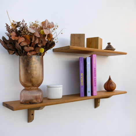 Tablette Bois Teck Huilé Rectangle - Etagère Murale - 18x180x600mm - Etagère de Bureau, Cuisine, Salle de bain, Salon