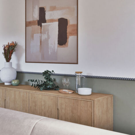 Moulure murale décorative en bois PERLA 30 - 3 x 100 cm - Brut sans peinture - Cimaise - Plinthe - Baguette d'ornement