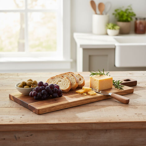 Planche à Découper de Cuisine en Bois Teck Massif Indo - 14x170x500mm