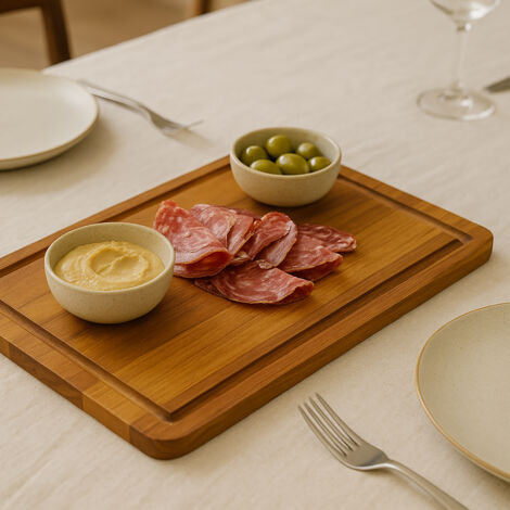 Planche à Découper de Cuisine en Bois Teck Massif Indo - 14x200x450mm