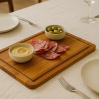 Planche à Découper de Cuisine en Bois Teck Massif Indo - 14x200x450mm
