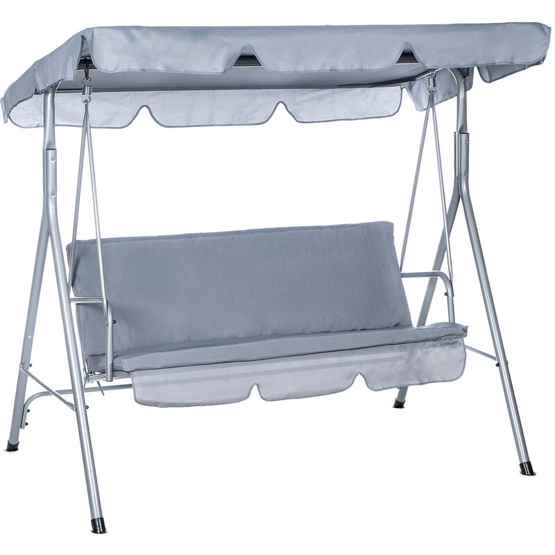 Hortan Dondolo Altalena XL 3 Posti Con Funzione Letto - Tetto Parasole, Acciaio E Tessuto Impermeabile Per Giardino - Foto 4