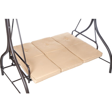 Hortan Dondolo Altalena XL 3 Posti Con Funzione Letto - Tetto Parasole, Acciaio E Tessuto Impermeabile Per Giardino - Foto 8