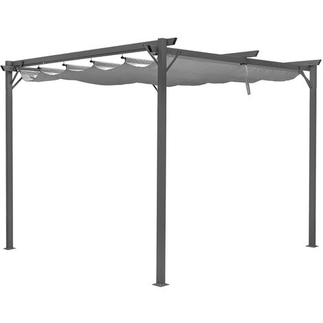 Hortan Gazebo Pergola 3 x 4 Metri Con Telo Impermeabile Richiudibile E Struttura Rettangolare In Acciaio Inossidabile