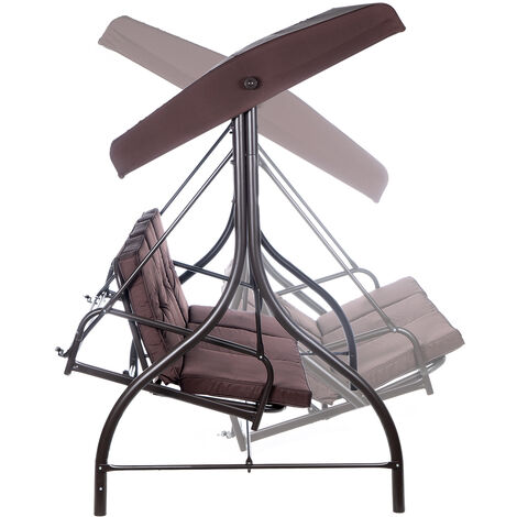 Dondolo Giardino 3 Posti Con Tetto Parasole | Acciaio E Tessuto Impermeabile | Per Terrazzo E Balcone - Foto 11