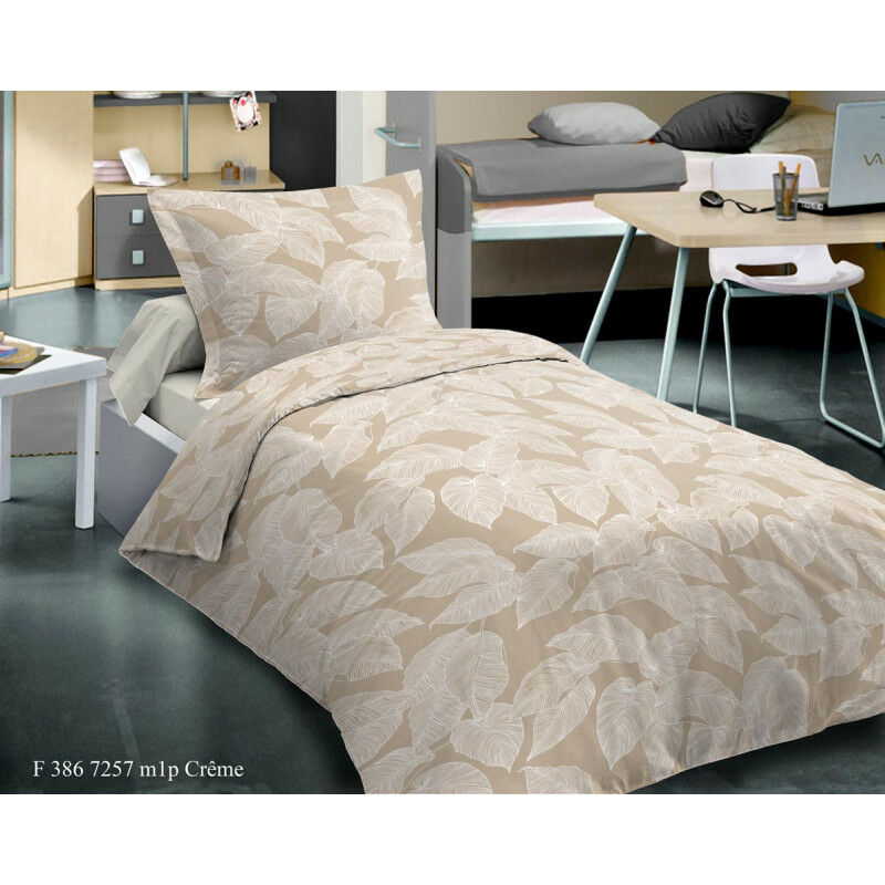 Housse de couette et taie d'oreiller en coton Beige 140x200+63x63cm Animaux  du monde