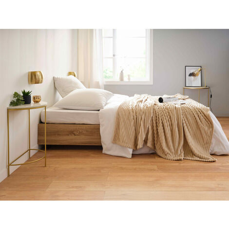 Plaid Microvelours côtelé "Dolce" 150 x 200 cm Toison d'or - Dolce Sable - 150 x 200 cm (1/3)
