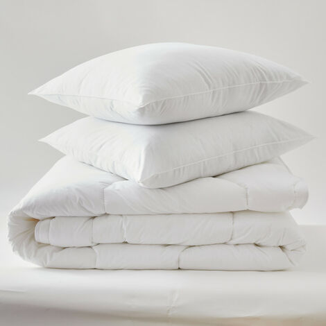Pack Couette Blanrêve très chaude 260 x 240 + 2 Oreillers 60 x 60 "Confort" traité Anti Acarien Soft & care - Blanc - (1/4)