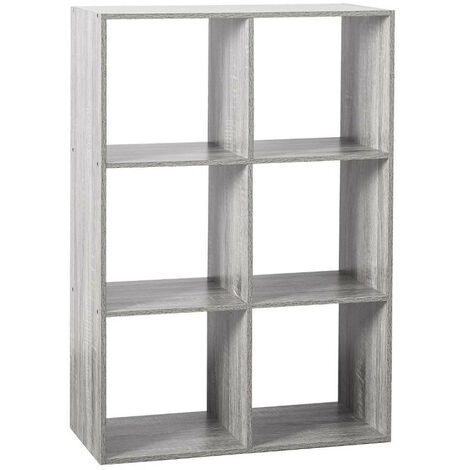 Atmosphera – Étagère 6 cases 67,5x32x100,5 cm – Panneau de particules gris – Design modulable pour salon, chambre, salle de bain