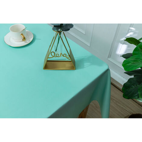 Nappe enduite avec traitement antitache Menthe carrée 180 x 180 cm - Vert - (1/4)