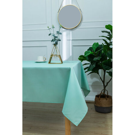 Nappe enduite avec traitement antitache Menthe rectangulaire 145 x 240 cm (1/4)