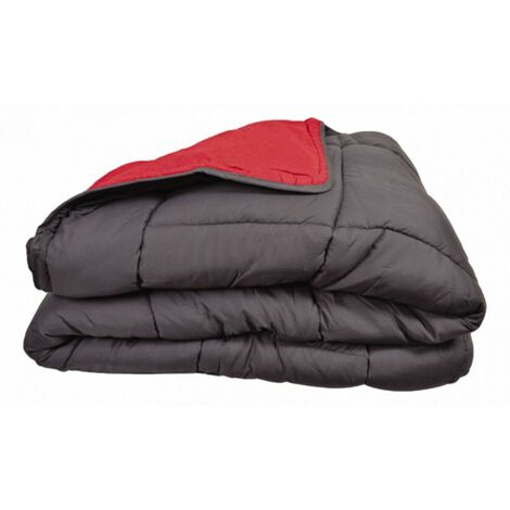 Couette chaude Bicolore Gamme Microfibre "Cocoon Non feu - Norme NF EN ISO 12952" toutes dimensions Toison d'or - Cocoon Gris Rouge - 240 x 260 cm pour lit King size