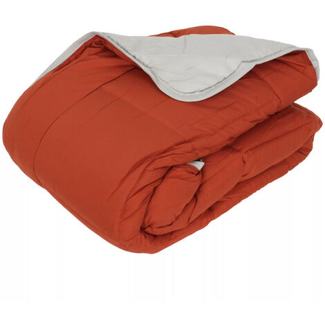 Couette chaude Bicolore Gamme Microfibre "Cocoon Non feu - Norme NF EN ISO 12952" toutes dimensions Toison d'or - Cocoon Gingembre Galet - 240 x 260 cm pour lit King size