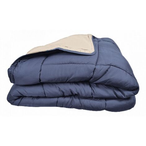 Couette chaude Bicolore Gamme Microfibre "Cocoon Non feu - Norme NF EN ISO 12952" toutes dimensions Toison d'or - Cocoon Pétrole Mastic - 240 x 260 cm pour lit King size
