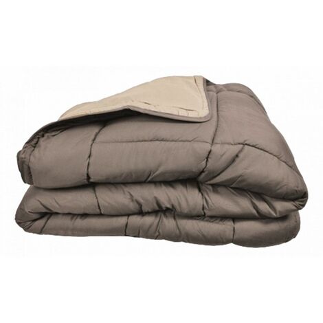 Couette chaude Bicolore Gamme Microfibre "Cocoon Non feu - Norme NF EN ISO 12952" toutes dimensions Toison d'or - Cocoon Taupe Lin - 160 x 220 cm pour lit 1 place - Cocoon Taupe Lin -