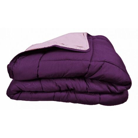 Couette chaude Bicolore Gamme Microfibre "Cocoon Non feu - Norme NF EN ISO 12952" toutes dimensions Toison d'or - Cocoon Prune Parme - 220 x 240 cm pour lit 2 places