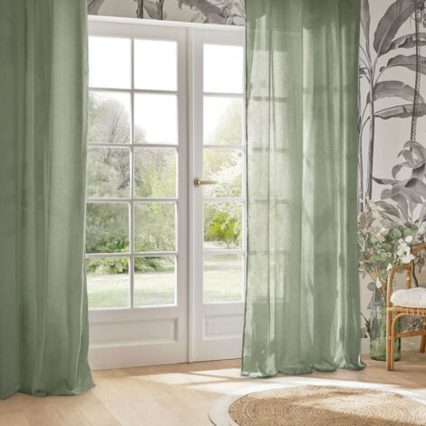 Atmosphera – Voilage fluide 135 x 240 cm – 100% polyester – 8 oeillets – Couleur céladon – Label OEKO-TEX pour intérieur lumineux