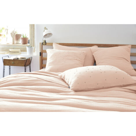 Taie d'oreiller Pois Doré Déco "Gaïa Chic" 60 x 60 cm & 50 x 70 cm "Gaze de Coton" - Couleur: Gaïa Chic Guimauve - Taille de taie d'oreiller: 60 x 60 cm