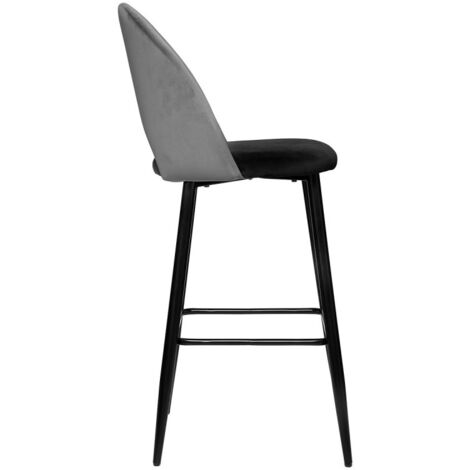 Tabouret bar déco velours "Kara" Atmosphera - Gris - Gris - (1/3)
