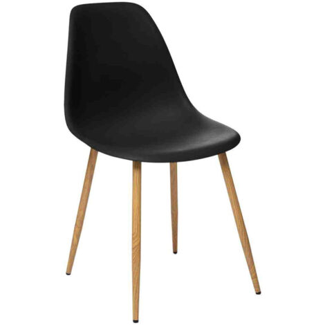 Lot de 2 chaises style scandinave "Ava" pieds métal imitation chêne Atmosphera - Noir - Noir - (1/3)