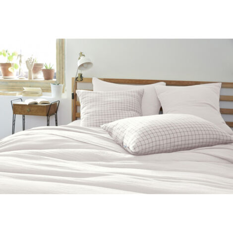 Taie d'oreiller Tissé-teint petits carreaux Déco "Gaïa Mix" 60 x 60 cm & 50 x 70 cm "Gaze de Coton" - Couleur: Gaïa Mix Chantilly - Taille de taie d'oreiller: 50 x 70 cm