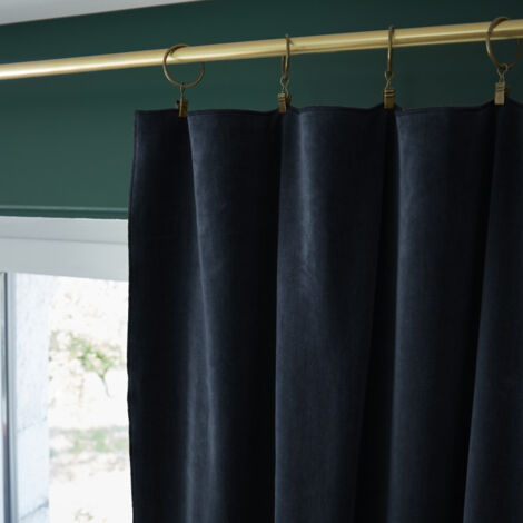 Rideau ajustable + 8 anneaux pince "César" 140 x 270 cm Velours de Coton - Couleur: César Minuit (1/3)