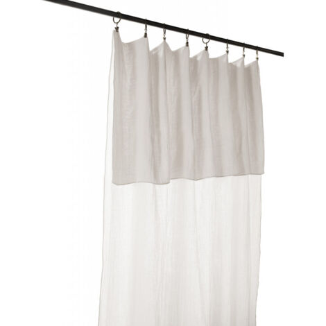 Rideau ajustable + 8 anneaux pince "Gaîa" 140 x 300 cm "Gaze de Coton" - Couleur: Gaïa Chantilly