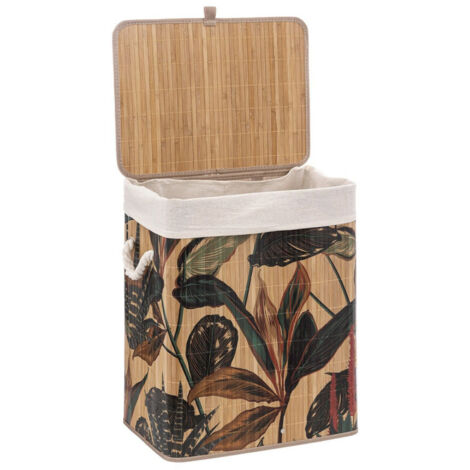 Atmosphera – Panier à linge en bambou 60 litres – Dimensions L. 41,5 x P. 30 x H. 50 cm – Tissu intérieur lavable – Design élégant pour salle de bain