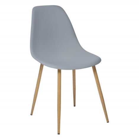 Lot de 2 chaises style scandinave "Ava" pieds métal imitation chêne Atmosphera - Couleur: Gris (1/3)