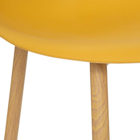 Chaise style scandinave "Ava" pieds métal imitation chêne Atmosphera - Ocre - Ocre - (1/2)