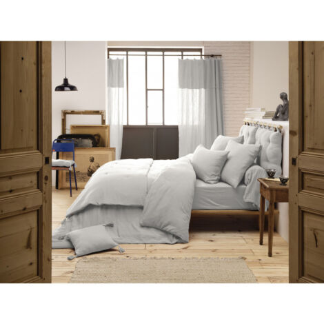 Drap plat "Gaïa" toutes dimensions "Gaze de Coton" - Gaïa Nuage - 270 x 300 cm pour lit King size - Gaia Nuage - (1/3)