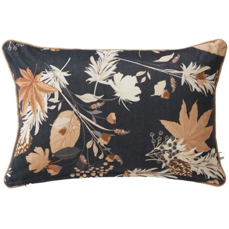 Coussin déhoussable imprimé 45 x 45 cm & 40 x 60 cm "Hazel" Velours de Coton - Coussin garni 40 x 60 cm - - (1/3)