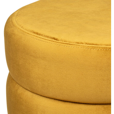 Atmosphera – Pouf en velours ocre – Dimensions D. 40 x H. 40 cm – Rembourrage mousse polyuréthane – Tissu polyester doux