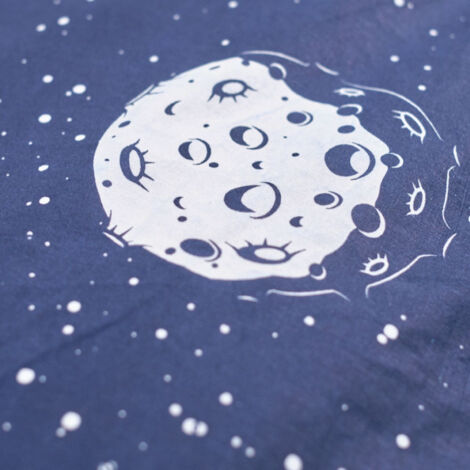 Parure de couette 140 x 200 "Happy Moon" Réversible 100% Coton / 57 Fils/cm² - - (1/2)