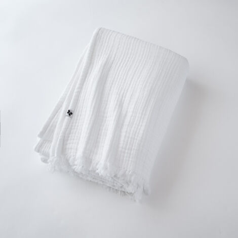 Plaid à franges "Gaïa" toutes dimensions "Gaze de Coton" - Couleur: Gaïa Chantilly - Taille de plaid: 130 x 160 cm