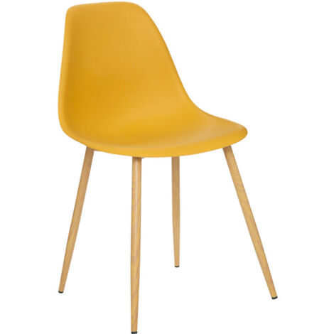 Lot de 2 chaises style scandinave "Ava" pieds métal imitation chêne Atmosphera - Ocre - Ocre - (1/3)