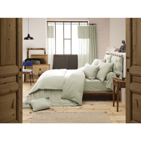 Drap plat "Gaïa" toutes dimensions "Gaze de Coton" - Gaïa Vert d'Eau - 270 x 300 cm pour lit King size - Gaia Vert d'Eau - (1/3)