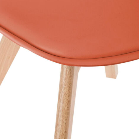 Atmosphera – Chaise scandinave Baya – Hauteur d'assise 46 cm – Structure en hêtre – Couleur terracotta – Confort optimal pour salle à manger (1/2)