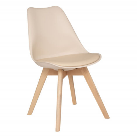 Atmosphera – Lot de 2 chaises scandinaves Baya – Coque en polypropylène avec coussin – H. 81 cm, hauteur d'assise 46 cm – Pour salle à manger moderne (1/3)