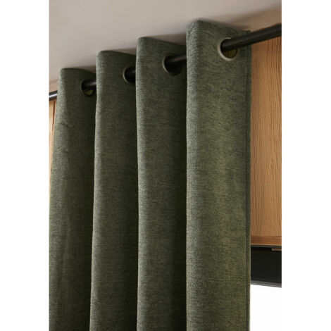 Rideau occultant phonique et thermique doublé polaire "Bjorn" 100% opaque - Couleur: Bjorn Romarin - Taille de rideaux: Panneau Occultant + Polaire 140 x 180 cm